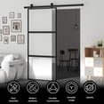 thumbnail image 3 of ZAFLY 30" x 84" Minimalist Style Metal Barn Door, Track Sliding Door with Hardware Components, Silent Barn Door with Frosted Tempered Glass, Easy to Install, 3 of 8