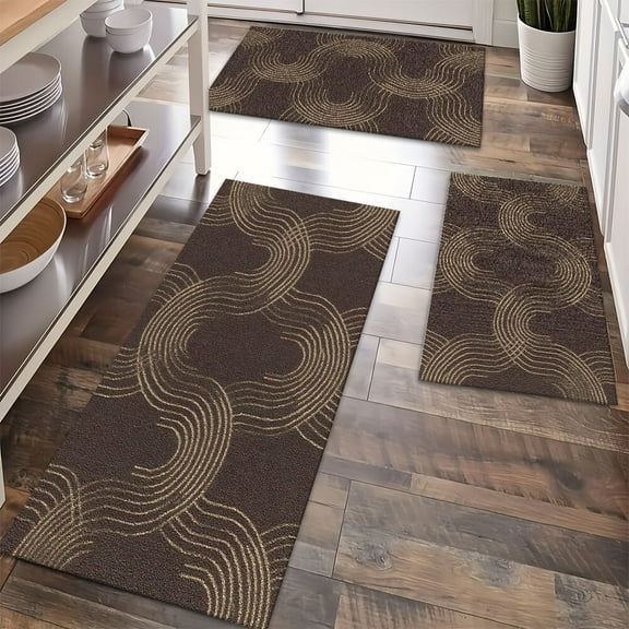 Kitchen Rugs Sets of 3 Non Slip Washable Kitchen Mats for Floor, Waterproof Kitchen Runner Rug, Floor Mat Carpet for Entryway, Laundry, Sink, Hallway, Bathroom