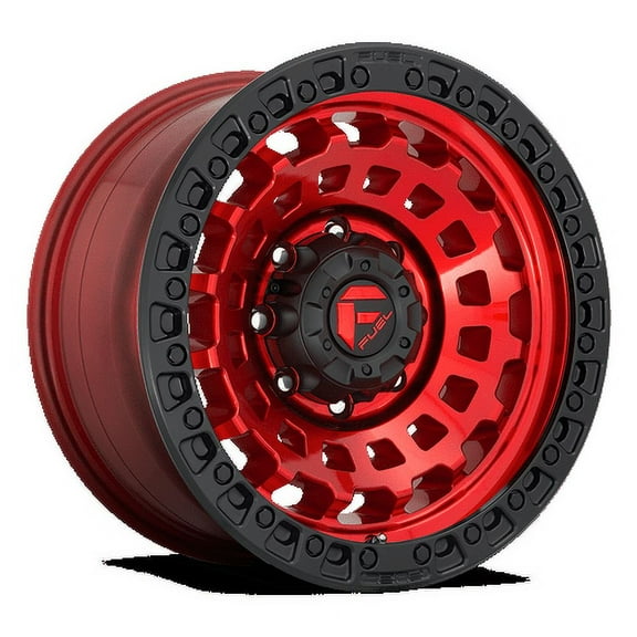 Fuel 1PC Aluminum Rim D632 ZEPHYR 17X9in Candy Red with Black Bead Ring Finish, D63217908245