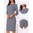 thumbnail image 2 of DARING DIVA Vintage Houndstooth 3/4 Sleeve Bodycon Dress S Grey, 2 of 6