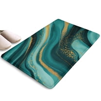 Teal and Gold Marble Golden Splashes Flannel Non Slip Door Rugs,Washable Door Mats Indoor,Decorative Door Mats,Dirt-Resistant and Absorbent Doormat for Entrance,Bedroom,Kitchen,Bathroom,31.5"x17"