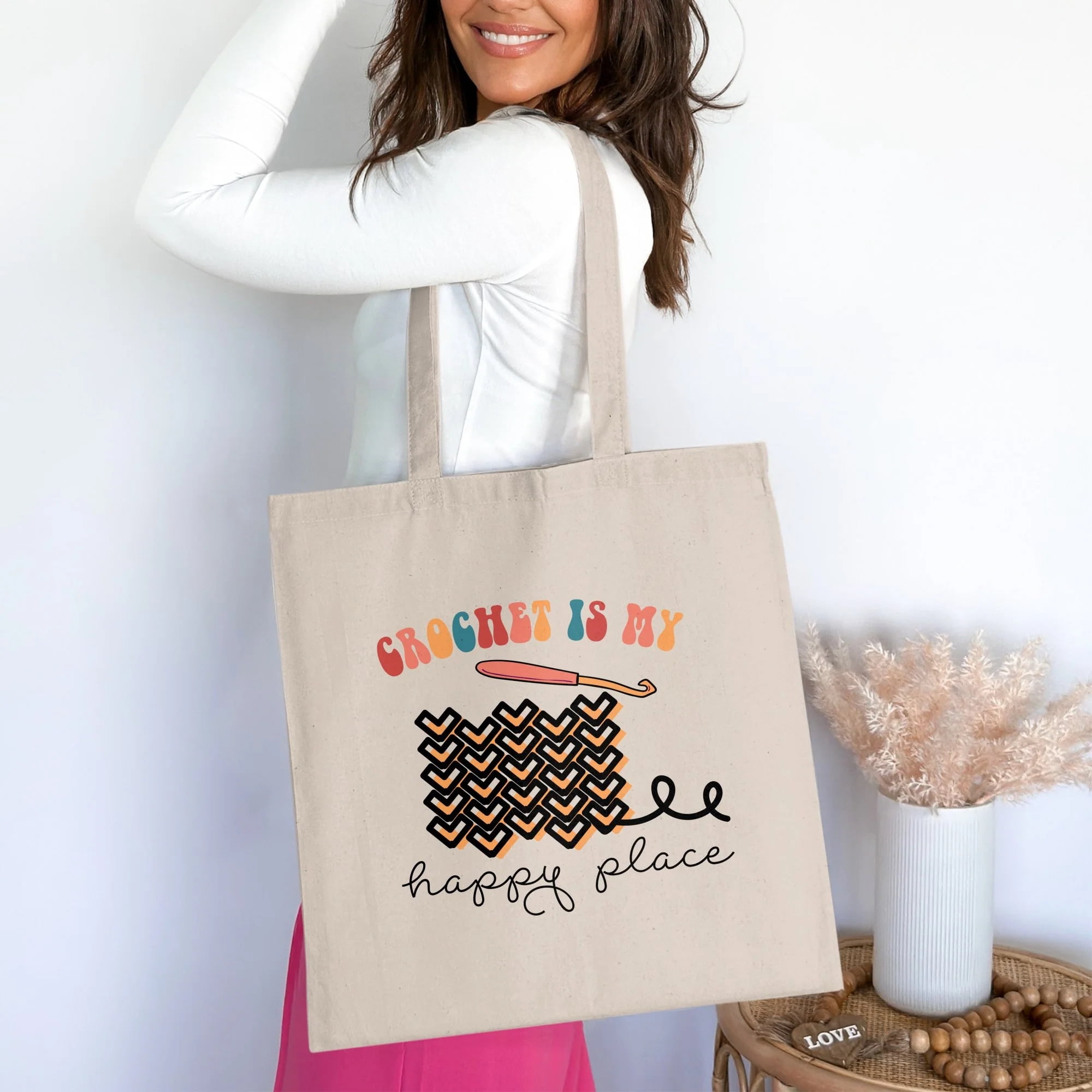 Crocheter Gift, Crocheting Yarn Tote Bag, Project Bag, Gift for Crocheter, Hobby Craft Bag