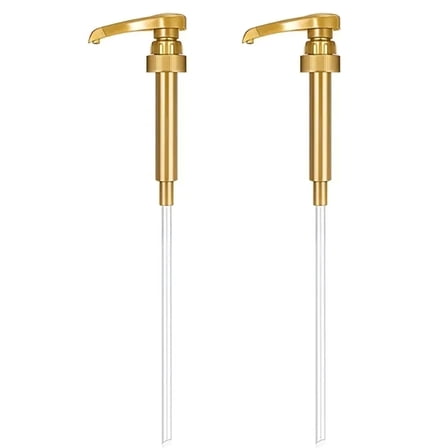 Gold Coffee Syrup Pumps (Fits Torani, DaVinci, Starbucks, Top Creamery, Allegro Syrups) l Fits 25.4 oz/750ml bottles l Pack of 2