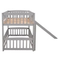 thumbnail image 6 of Bunk Bed with Slide,Full Over Full Low Bunk Bed Can Be Converted into Loft Bed with Fence and Ladder,Solid Wood with Ladder and Fun Small Door,for Toddler Kids Teens,White, 6 of 7