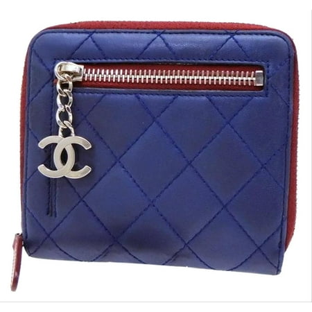 Bi Color Wallet - Blue Bicolor Quilted X Red Compact Zip Around 232711 Wallet