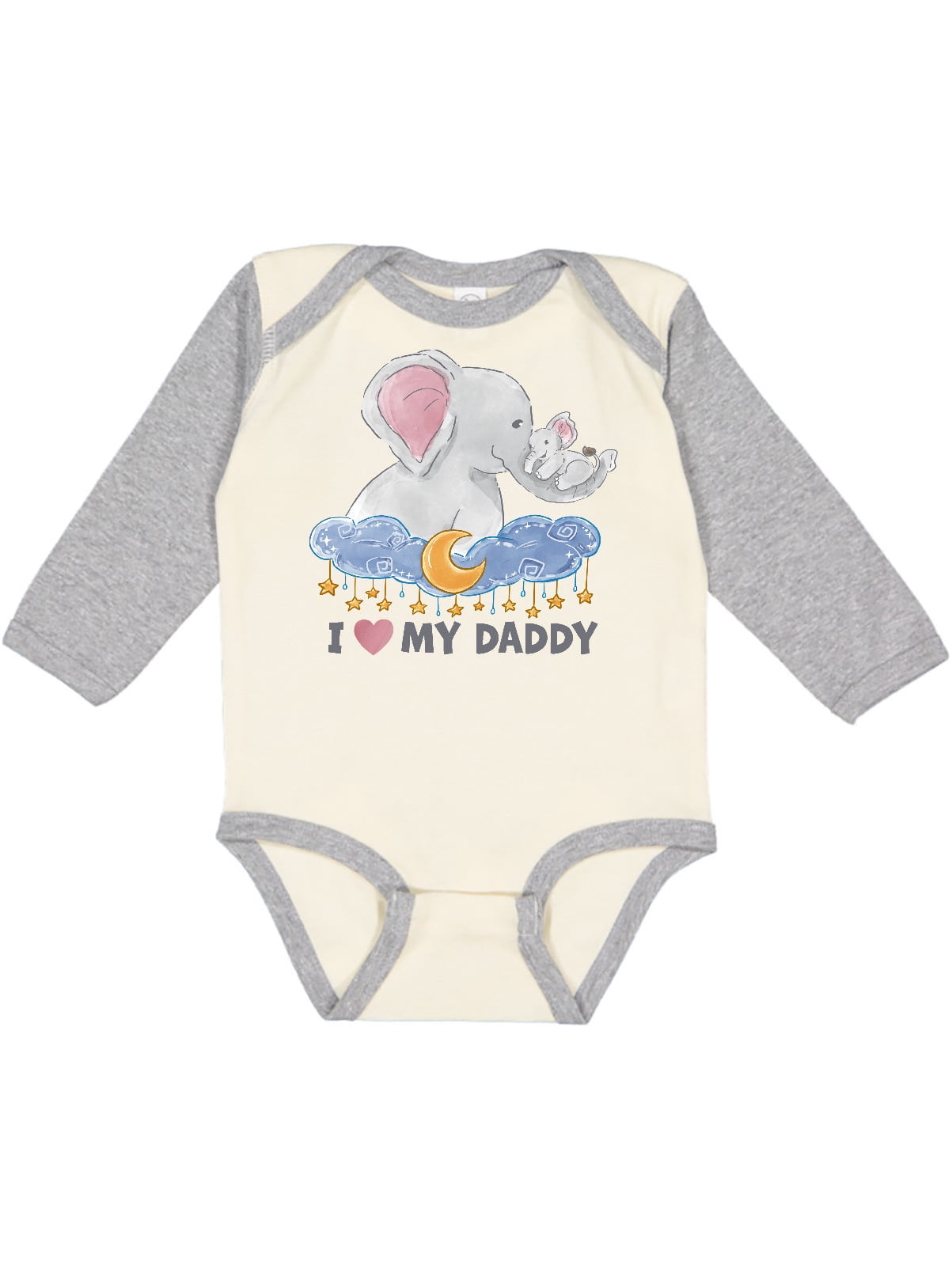 Inktastic I Love My Daddy Cute Elephants With Moon And Stars Gift Baby Boy Or Baby Girl Long Sleeve Bodysuit Walmart Com