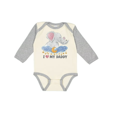 

Inktastic I Love My Daddy Cute Elephants with Moon and Stars Gift Baby Boy or Baby Girl Long Sleeve Bodysuit