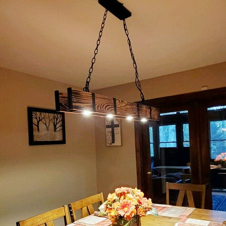 

4 Lights Wood Kitchen Island Pendant Light Fashion Style Design Diffused Light Perfect for Restaurants Cafes and Bars Bulb Included