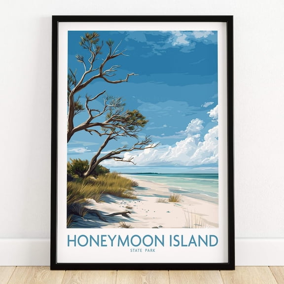 DailyMood Honeymoon Island Beach Florida State Park Coastal Travel Poster Wall Art Print