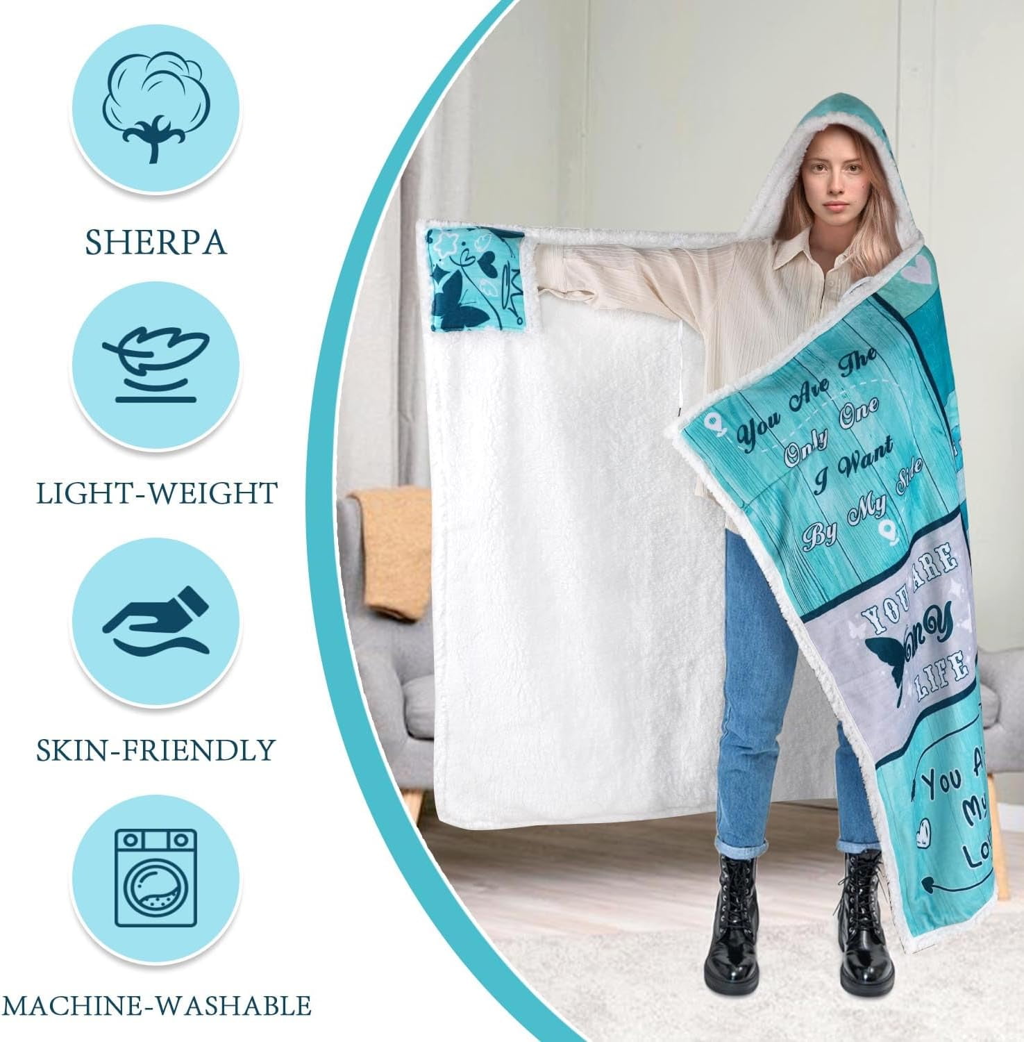 Birthday Gifts for Wife, to My Wife Doubleside Wearable Blanket Hoodie Christmas Anniversary Wedding Gifts, Wife Birthday Gift Ideas Valentine Romantic Gifts for Her, Wife Gifts from Husband 47x72in