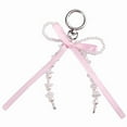 thumbnail image 2 of Bowknot Shaped Keychain Pendant Pearls Beaded Butterfly Knot Key Chain Fashionable Bow Ornament for Phones Car Key Bag, 2 of 10