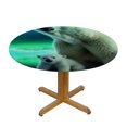 thumbnail image 3 of BCIIG Polar Bear Cub Aurora Lights Round Table Cover Stain Resistant Washable Indoor Outdoor Tablecloth Kitchen Dining Wedding Parties Outdoor Fitted 100% Polyester Fiber 38-42, 3 of 8