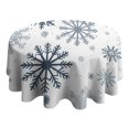 thumbnail image 4 of Blue Christmas Snowflake Pattern Round Tablecloth 60"x60",Wrinkle Wipeable Table Cloth for Kitchen Dining Room Picnic Patio Party, 4 of 6