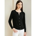 thumbnail image 2 of DARING DIVA Women's Lightweight Button Crew Neck Cardigan S Black, 2 of 6