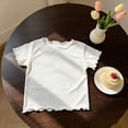 thumbnail image 5 of Girls T Shirts Summer Tops Short Sleeves Solid Color Tees Casual Crew Neck Basic Tees for Kids back to school, 5 of 7
