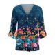 thumbnail image 4 of Xuyuer 3/4 Length Sleeve Womens Tops Round Neck Casual Summer Tunic Tops Basic Tees Blouses Cardigan Lightweight Button Down Casual Dressy T-Shirts Pleated Cute Shirts, 4 of 5