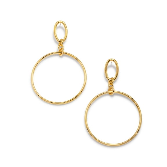 Gold Ophelia Drop Hoop Post Earrings