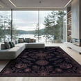 thumbnail image 2 of ODIKA 8'x10' Washable Area Rug Gothic Bat Trailing Vine Flowers Halloween Decorative Purple for Living Room, Under Sectional, Family , Durable, Non-Slip, 2 of 7