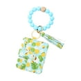 thumbnail image 1 of Tarjetero, Cartera de pulsera, Monedero, Monedero de bolsillo para mujer, Monedero, Llavero con borla de cuentas azules, Llavero tipo brazalete, Monedero con llavero y pulsera, Monedero con broche, Pi, 1 of 4