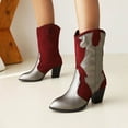 thumbnail image 1 of Autumn And Winter New Pointed Thick High-heel Color Stitching Mid-boots, 1 of 9