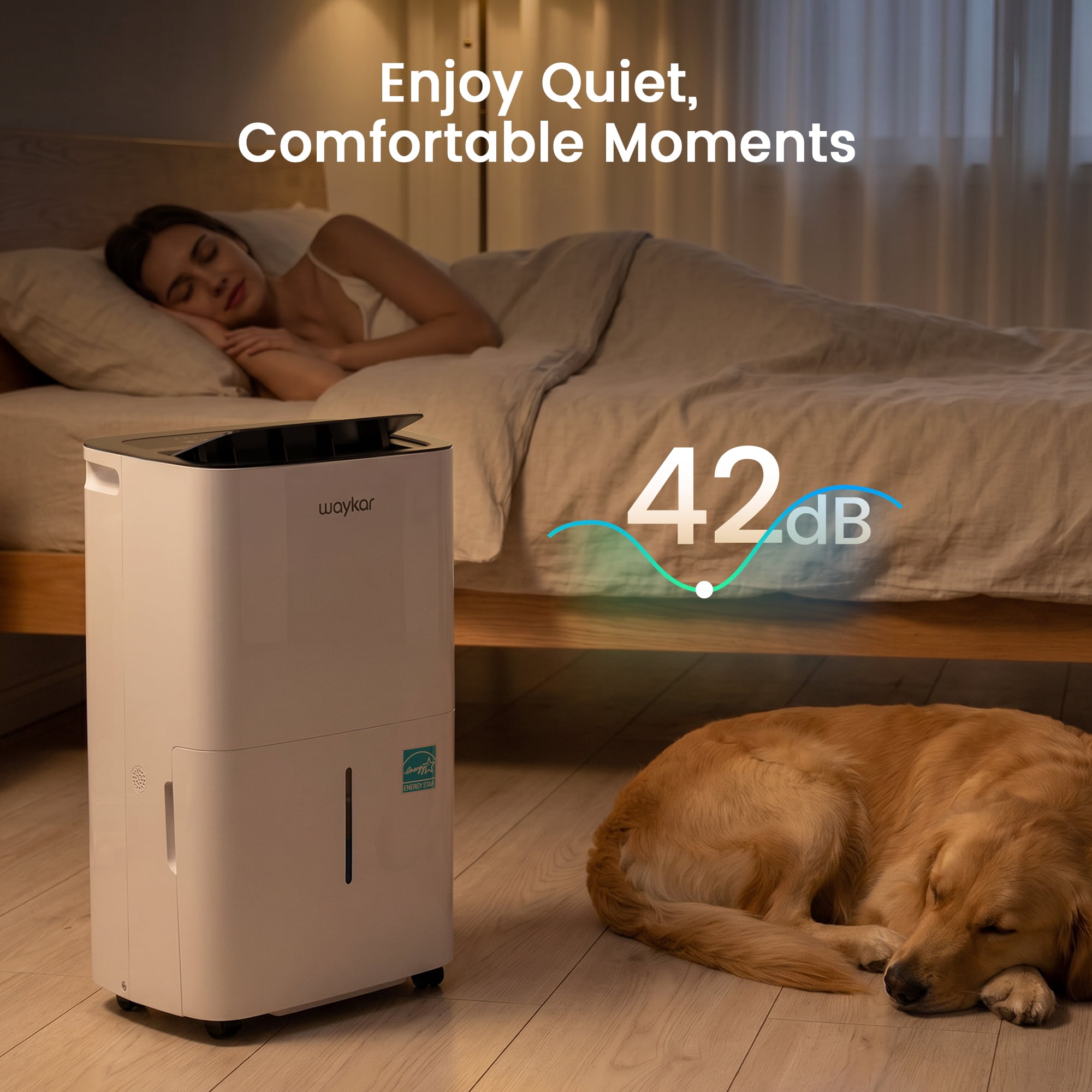Waykar 120 Pint Dehumidifier for Basements & Home up to 6500 Sq Ft, No Daily Emptying with Continuous Drain, Auto Defrost, 35 Pint DOE Energy Star