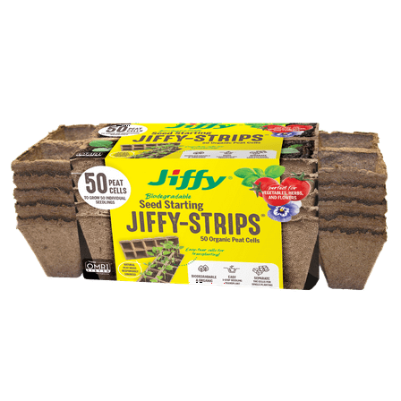 Jiffy-Strips Biodegradable Seed Starting Peat Strip (50 Pots), Has Drainage