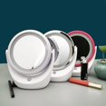 thumbnail image 2 of Round Makeup Mirror - Tabletop Mirror with LED Light and 5x Magnification - 360 Rotating Makeup Mirror，19.5*16.8*7.7cm, 2 of 4