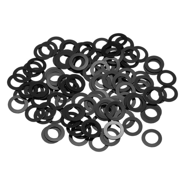 120Pcs M6 Arandelas Planas de Nylon Lavadora Plástica 6mm ID 12mm OD 0.3mm de Grosor, Negro