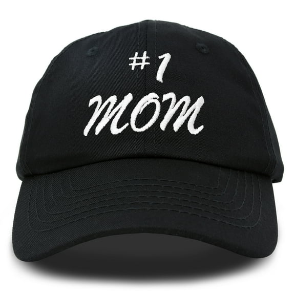 DALIX #1 Mom Hat Number One Mothers Day Gift Embroidered Baseball Cap in Black