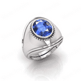 thumbnail image 4 of Shree Jewelrs Original Certified Natural Blue Sapphire (Neelam) Ring - 10.25 Ratti Certified Handcrafted Ring Jupiter Ring, PANCHDHATU Silver Plated Ring for Men and Women, 4 of 5