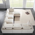 thumbnail image 5 of 118'' Modular Sectional Sofa with Movable Storage Ottoman, 7 Seat U Shaped Couch, Wide Seat & Free Combination, Oversized Chenille Sofa for Living Room & Apartments (White), 5 of 12