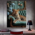 thumbnail image 6 of Mudket Leopard on Emerald Green Velvet Sofa Canvas Wall Art, Vintage French Luxury Wall Pictures for Living Room Print for Apartment Home Decor , Framed Ready to Hang - 12"L x 8"W, 6 of 9