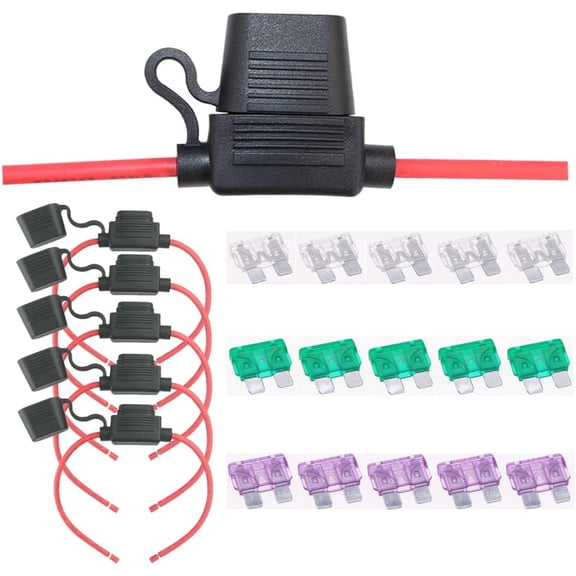 CoolStuff 5PCS 10 Gauge AWG Fuse Holder Waterproof Dustproof Inline Fuse Box for Car Boat SUV