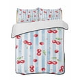 thumbnail image 2 of Cherry Farmhouse Twin Size Down Alternative Comforter, Lightweight Comforter Quilt Bedding Set with Pillow Shams Spring Summer Fruit Blue Striped All Seasons Bed Comforter Duvet Insert 68"x86", 2 of 7