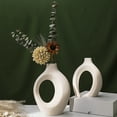 thumbnail image 4 of Puseky Hollow Ceramic Vase Set of 2,  Off Beige Pampas Vases for Weddings, Dinner Table, Party, Living Room, Nordic Style Boho Flower Vase, 4 of 11
