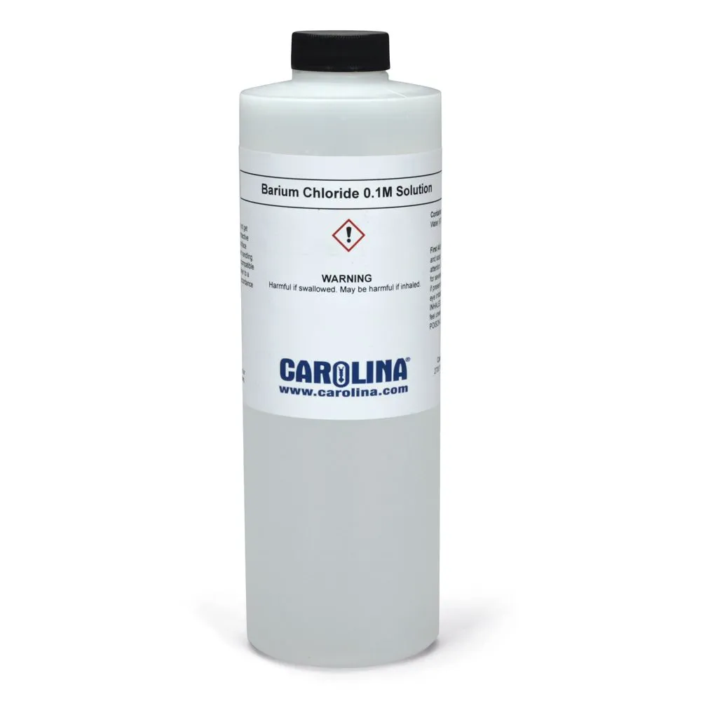 Barium Chloride Solution, 0.1 M Aqueous, Laboratory Grade, 500 mL