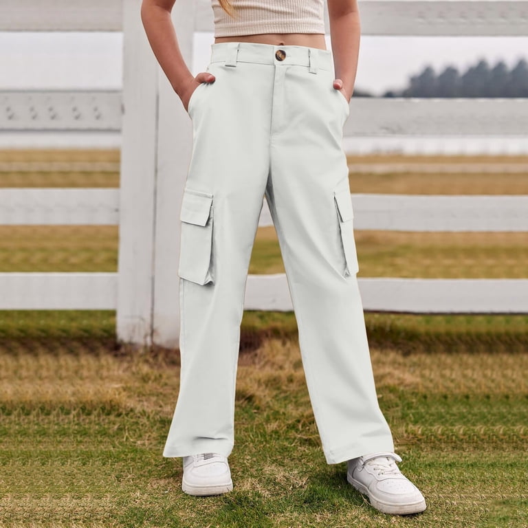 HXWCHs Girls Casual Utility Pants with Side Pockets Comfortable