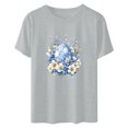thumbnail image 4 of UPPADA Easter Femmes Oeufs Imprimé T-Shirts Heureux Easter Graphique Bunny Lapin Mignon T-Shirts Manches Courtes Décontracté Col Rond T-Shirts Été Basique Coupe Régulière Chandails Gris,TG, 4 of 5