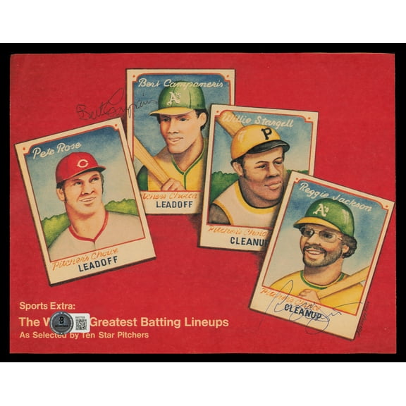 Reggie Jackson & Bert Campaneris Autographed 8x10 Magazine Page Photo Oakland A's Beckett BAS QR #BM37508