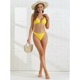 thumbnail image 5 of DARING DIVA Women's Ribbed Textured Halter Bikini Set X-Small Yellow, 5 of 6