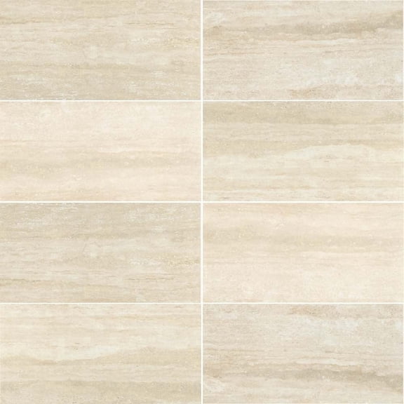 The Tile Life Penthouse Vein Cut 12" x 24" Travertine Polished Porcelain Floor and Wall Tile Case of 6