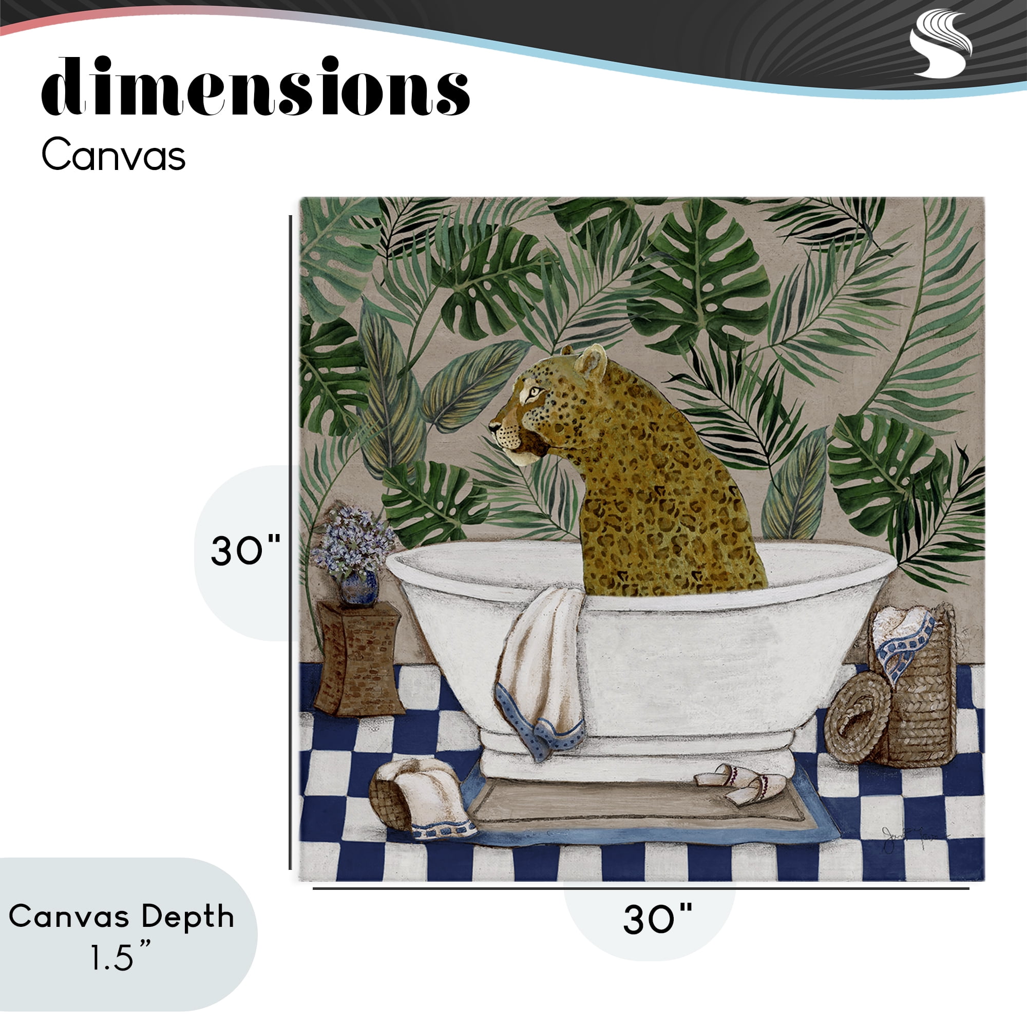 Stupell Industries Leopard in Tropical Bathtub Canvas Wall Art, design by Janet Tava