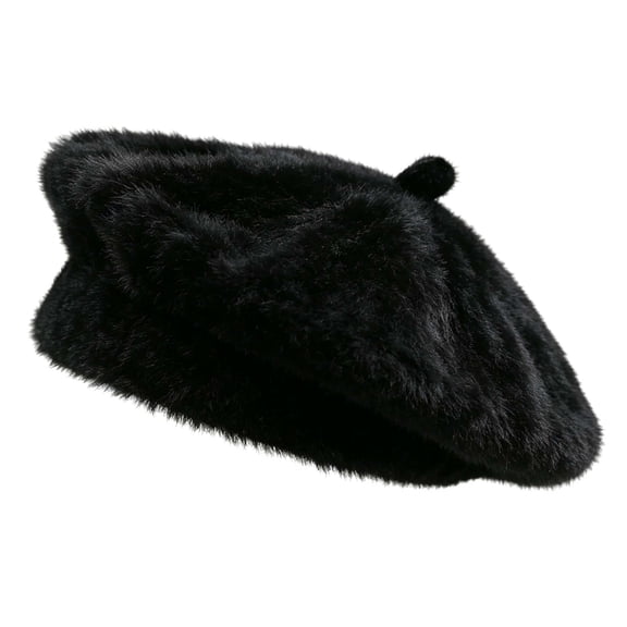 REDESS Winter Beret Hats for Womens Vintage Style Black Hat Solid Color