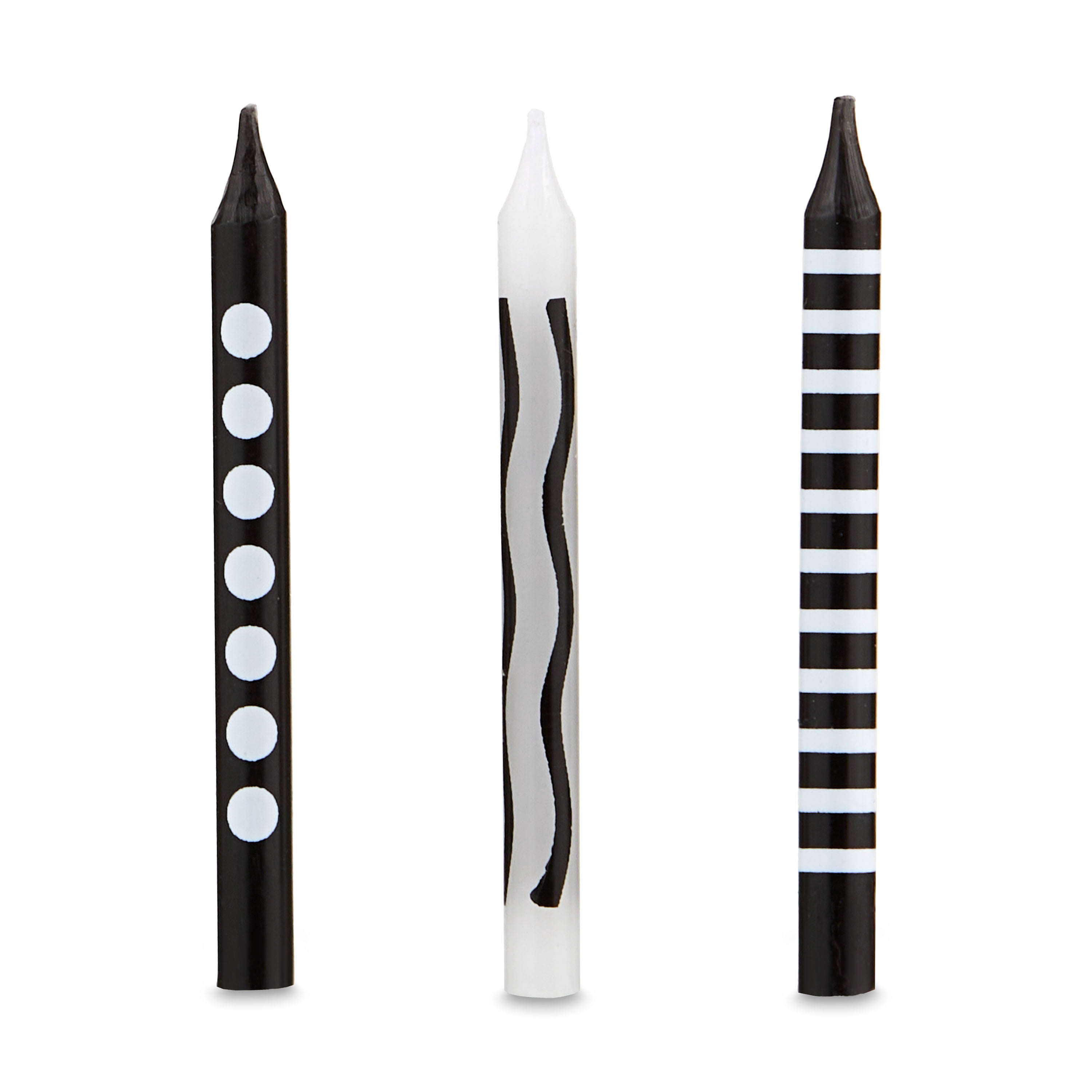 (6 pack) Great Value Birthday Candles, Black and White, 24 Count