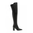 thumbnail image 3 of Louise Et Cie Wasi Over Knee Pointy Toe Block Heel Black Leather Dress Boots (BLACK, 10), 3 of 6