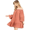 thumbnail image 2 of Wish List Women's Linen Off Shoulder Mini Shift Dress (Brick, M/L), 2 of 4