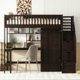 thumbnail image 4 of Harper & Bright Designs Twin Loft Bed with Wardrobe Storage Space, Stairs, Desk and Shelves, Espresso, 4 of 14