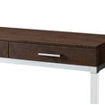thumbnail image 4 of Furniture of America Dolan Faux Leather 2-Drawer Console Table, Brown, 4 of 6