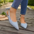 thumbnail image 6 of hoksml Women Pointed Toe Slingback Flat Flats, Striped Canvas Upper Back Bow Tie Slip On Casual Dress Shoes, 6 of 9
