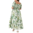 thumbnail image 4 of DARING DIVA Plus Size Short Sleeve Square Neck Maxi Floral Dress 3X Green, 4 of 6